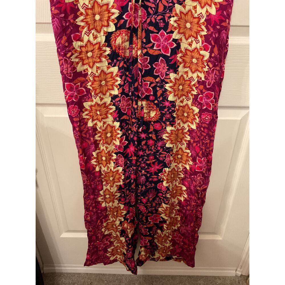 NWOT SHEIN Curve V-Neck Bohemian Printed Wide Leg Jumpsuit, 1XL - Picture 7 of 9